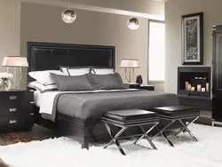 Graphite color in the bedroom interior photo