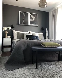 Graphite color in the bedroom interior photo