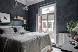 Graphite color in the bedroom interior photo