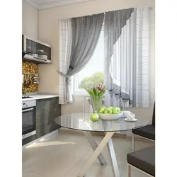 Curtains for the kitchen in a modern style, two-tone short photos