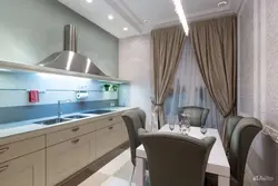 Curtains for the kitchen in a modern style two-tone long photo design