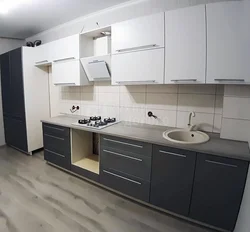 Boz Mətbəx Tünd Alt Yüngül Üst Şəkil