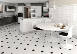 Large tiles in the kitchen interior