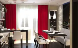 Ас үйдің фото дизайнына арналған қызыл перделер