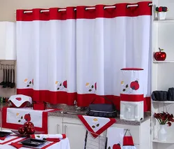 Red curtains for the kitchen photo design