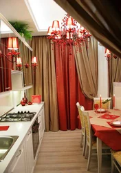 Red curtains for the kitchen photo design