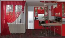 Red Curtains For The Kitchen Photo Design