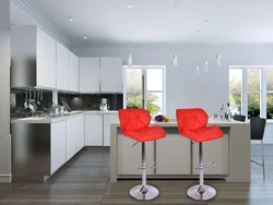 Kitchen with red chairs photo