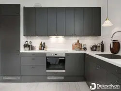 Кухня темно серая с белым фото