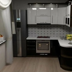 Built-in kitchen photo for a small kitchen with a refrigerator photo