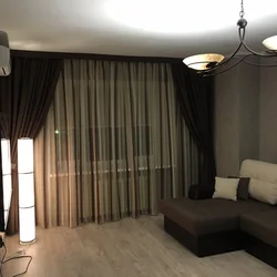 Curtains for a brown living room photo