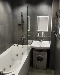 Washing Machine Under The Sink In The Bathroom Design