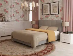 Yataq otağı fotoşəkilində yüngül mebel üçün divar kağızı
