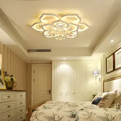 Chandeliers for suspended ceilings in the bedroom in the interior