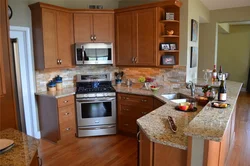 Kitchen design with stove against the wall