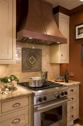 Kitchen design with stove against the wall