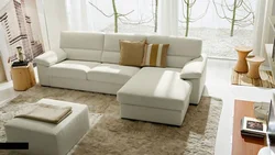 Light corner sofas in the living room interior