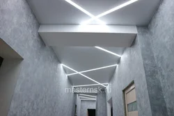 Light lines on the ceiling in the hallway photo