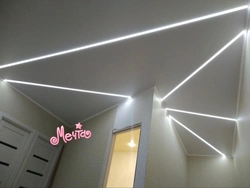 Light lines on the ceiling in the hallway photo
