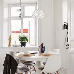 Chairs for white kitchen interior photo