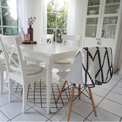 Chairs for white kitchen interior photo