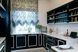 Curtains for the kitchen black and white kitchen photo