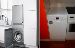 Kitchen with vertical washing machine photo
