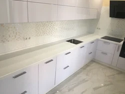 Countertop for white glossy kitchen photo