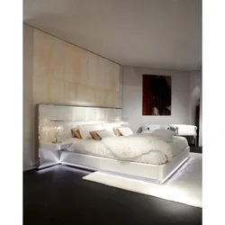 Floating bed in the bedroom photo
