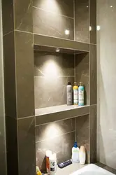Design Of Shelves In The Bathroom Made Of Tiles Photo