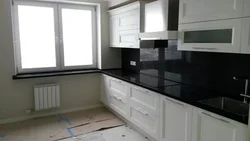 Kitchen countertop and apron black color photo
