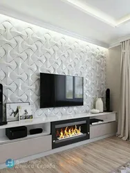 3D panels in the interior of a living room with a TV
