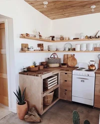 DIY kitchen made of wood for a summer residence ideas photo