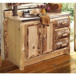 DIY kitchen made of wood for a summer residence ideas photo