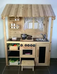 DIY kitchen made of wood for a summer residence ideas photo