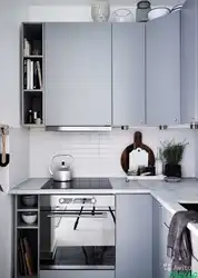 Kitchen design in Khrushchev in gray photo