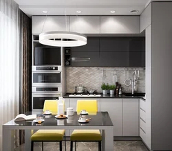 Kitchen design in Khrushchev in gray photo