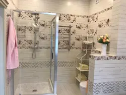 Shabby tiles in the bathroom interior
