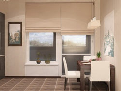 Mətbəx Fotoşəkilində Pəncərəsi Olan Balkon Qapısı Üçün Rulon Pərdələri