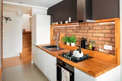 Kitchen design with wooden splashback