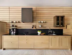 Kitchen design with wooden splashback