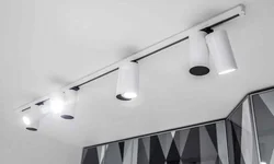 Track lamp for suspended ceiling photo in the kitchen interior