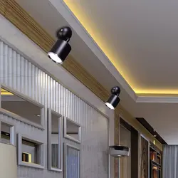 Track lamp for suspended ceiling photo in the kitchen interior