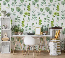 Flowers in the kitchen in the interior on the wall