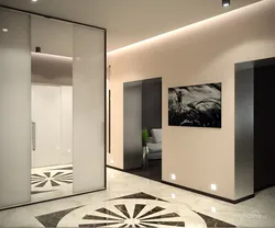 Modern sliding wardrobe in the hallway with a mirror photo design