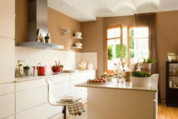 What color goes with sand color in the kitchen interior