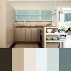 What color goes with sand color in the kitchen interior