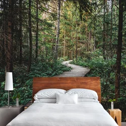 Bedroom interior with forest