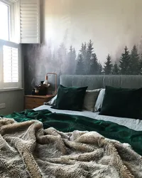 Bedroom interior with forest