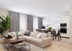 Design of a living room in a house in a modern style 30 sq m